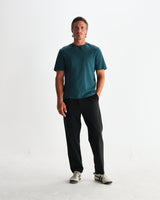 wax london men's Dean - Teal Textured Organic Cotton T-Shirt