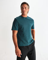 wax london men's Dean - Teal Textured Organic Cotton T-Shirt