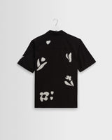 wax london men's Didcot - Black And Beige Abstract Applique Short-Sleeve Shirt