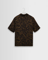 wax london men's Didcot - Black And Brown Floral Viscose Short-Sleeve Shirt