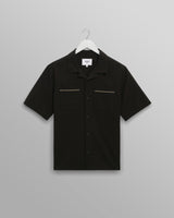 wax london men's Didcot - Black And Multicolour Appliqué Short-Sleeve Shirt