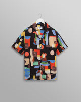 wax london men's Didcot - Black And Multicolour Pablo Short-Sleeve Shirt