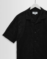 wax london men's Didcot - Black Corded Lace Short-Sleeve Shirt