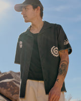 wax london men's Didcot - Black Doodle Appliqué Short-Sleeve Shirt