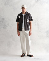 wax london men's Didcot - Black Doodle Appliqué Short-Sleeve Shirt