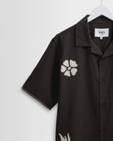 wax london men's Didcot - Black Doodle Applique Short-Sleeve Shirt