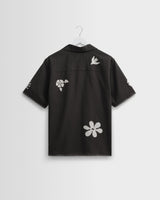 wax london men's Didcot - Black Doodle Applique Short-Sleeve Shirt