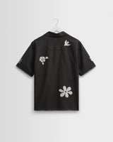 wax london men's Didcot - Black Doodle Applique Short-Sleeve Shirt