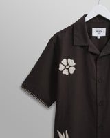 wax london men's Didcot - Black Doodle Appliqué Short-Sleeve Shirt