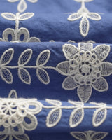 wax london men's Didcot - Blue And Ecru Corded Lace Short-Sleeve Shirt