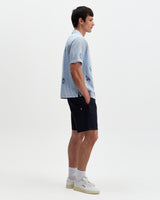 Didcot - Blue And Ecru Doodle Seersucker Short-Sleeve Shirt