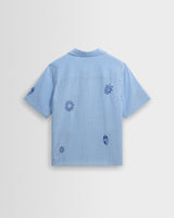 Didcot - Blue And Ecru Doodle Seersucker Short-Sleeve Shirt
