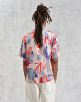 wax london men's Didcot - Blue And Pink Abstract Short-Sleeve Shirt