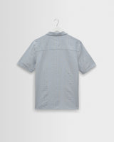 wax london men's Didcot - Blue Double-Weave Seersucker Short-Sleeve Shirt