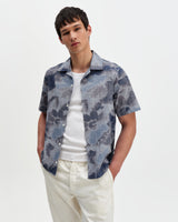 Didcot - Blue Watercolour Print Short-Sleeve Shirt