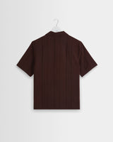 wax london men's Didcot - Brown Double-Weave Seersucker Short-Sleeve Shirt