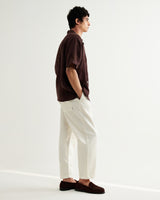 wax london men's Didcot - Brown Flower Embroidered Short-Sleeve Shirt