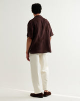 wax london men's Didcot - Brown Flower Embroidered Short-Sleeve Shirt