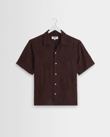 wax london men's Didcot - Brown Flower Embroidered Short-Sleeve Shirt