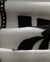 wax london men's Didcot - Ecru And Black Border Applique Short-Sleeve Shirt