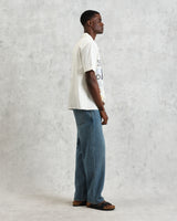 wax london men's Didcot - Ecru And Multicolour Abstract Appliqué Short-Sleeve Shirt