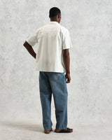 wax london men's Didcot - Ecru And Multicolour Abstract Appliqué Short-Sleeve Shirt