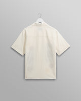 wax london men's Didcot - Ecru And Multicolour Abstract Appliqué Short-Sleeve Shirt