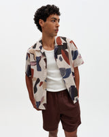 Didcot - Ecru And Multicolour Abstract Shapes Short-Sleeve Shirt