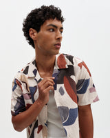 Didcot - Ecru And Multicolour Abstract Shapes Short-Sleeve Shirt