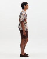 Didcot - Ecru And Multicolour Abstract Shapes Short-Sleeve Shirt