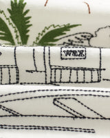 wax london men's Didcot - Ecru And Multicolour Embroidered Short-Sleeve Shirt