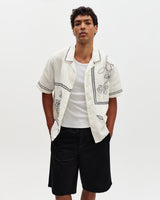 Didcot - Ecru And Navy Grid Flower Short-Sleeve Shirt