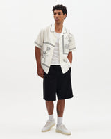 Didcot - Ecru And Navy Grid Flower Short-Sleeve Shirt