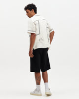 Didcot - Ecru And Navy Grid Flower Short-Sleeve Shirt
