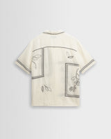 Didcot - Ecru And Navy Grid Flower Short-Sleeve Shirt