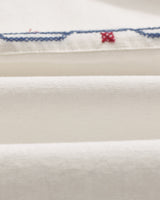 wax london men's Didcot - Ecru Cross-Stitch Border Short-Sleeve Shirt