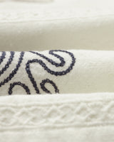 wax london men's Didcot - Ecru Doodle Embroidered Short-Sleeve Shirt