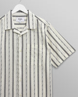 wax london men's Didcot - Ecru Fleck Stripe Short-Sleeve Shirt