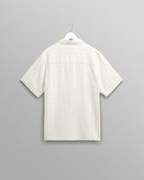 wax london men's Didcot - Ecru Open Weave Cotton Short-Sleeve Shirt