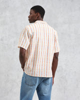 wax london men's Didcot - Ecru Stripe Short-Sleeve Shirt