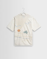 wax london men's Didcot - Ecru Summer Applique Short-Sleeve Shirt