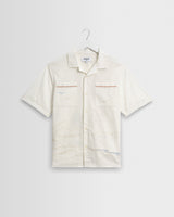 wax london men's Didcot - Ecru Summer Applique Short-Sleeve Shirt