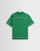 wax london men's Didcot - Green And White Border Applique Short-Sleeve Shirt