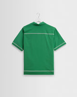 wax london men's Didcot - Green And White Border Applique Short-Sleeve Shirt