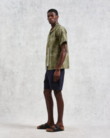 wax london men's Didcot - Khaki Hawaiian Embroidered Short-Sleeve Shirt