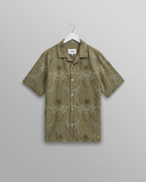 wax london men's Didcot - Khaki Hawaiian Embroidered Short-Sleeve Shirt