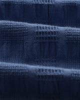 wax london men's Didcot - Mid-Blue Seersucker Cotton Short-Sleeve Shirt