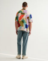 wax london men's Didcot - Multicolour Painted Shapes Short-Sleeve Shirt