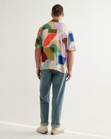 wax london men's Didcot - Multicolour Painted Shapes Short-Sleeve Shirt