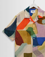 wax london men's Didcot - Multicolour Painted Shapes Short-Sleeve Shirt
